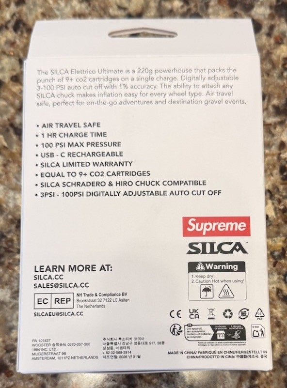Supreme Silca Elettrico Ultimate Inflator Pump Red SS26 Authentic Ships Same Day gallery