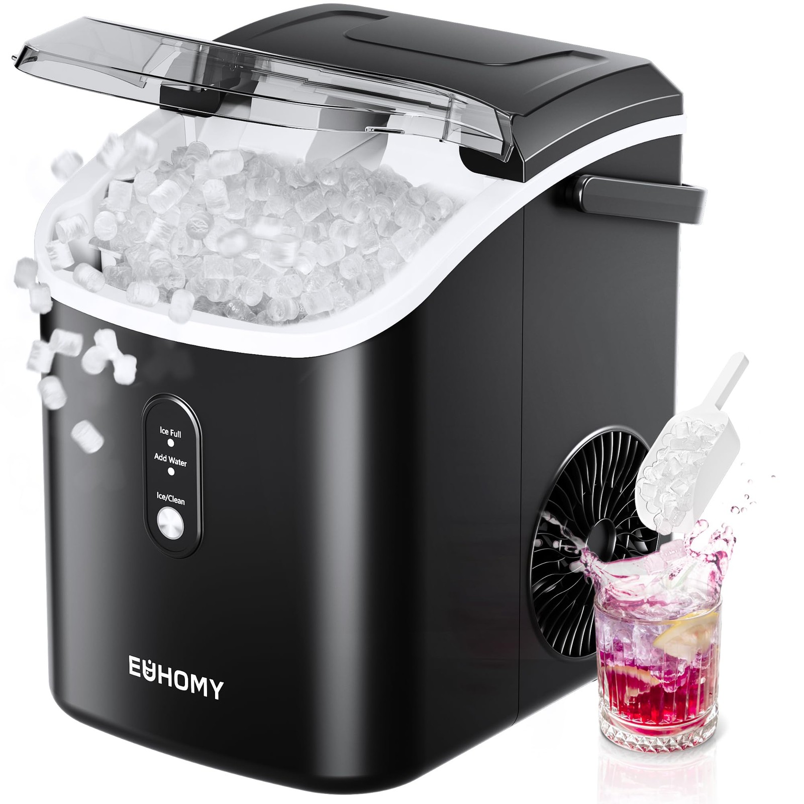 EUHOMY Nugget Ice Maker Countertop, 34lbs/Day, 6 Min, Handle, Quiet, ETL gallery