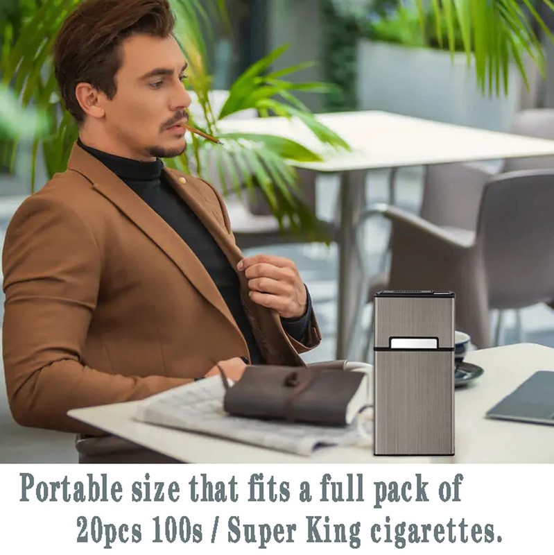 Cigarette Case with Lighter 100's King Size 20pcs 100mm, Gray + Silver gallery