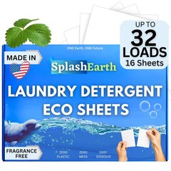 Laundry Detergent Sheets Made in USA (32 Loads, Unscented), Eco-Friendly Wash…