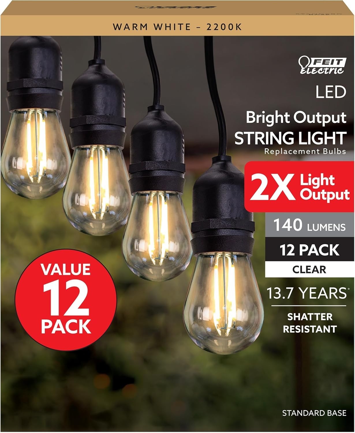 Waterproof S14 LED Light Bulbs Outdoor String Lights Replacement E26 Base 12Pack gallery