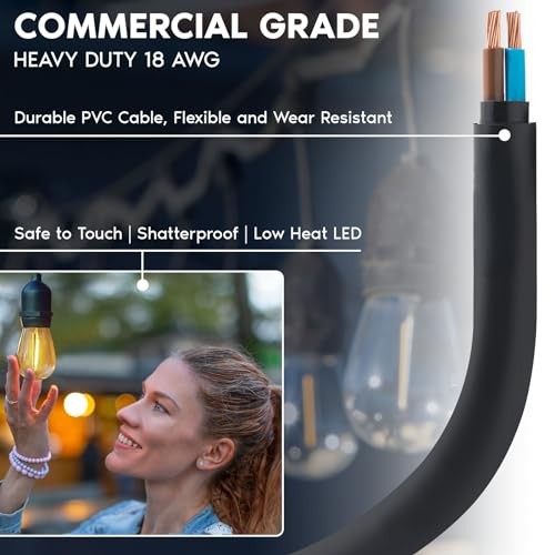 24FT LED Outdoor String Lights, Commercial Grade Waterproof, 12 Edison S14 gallery