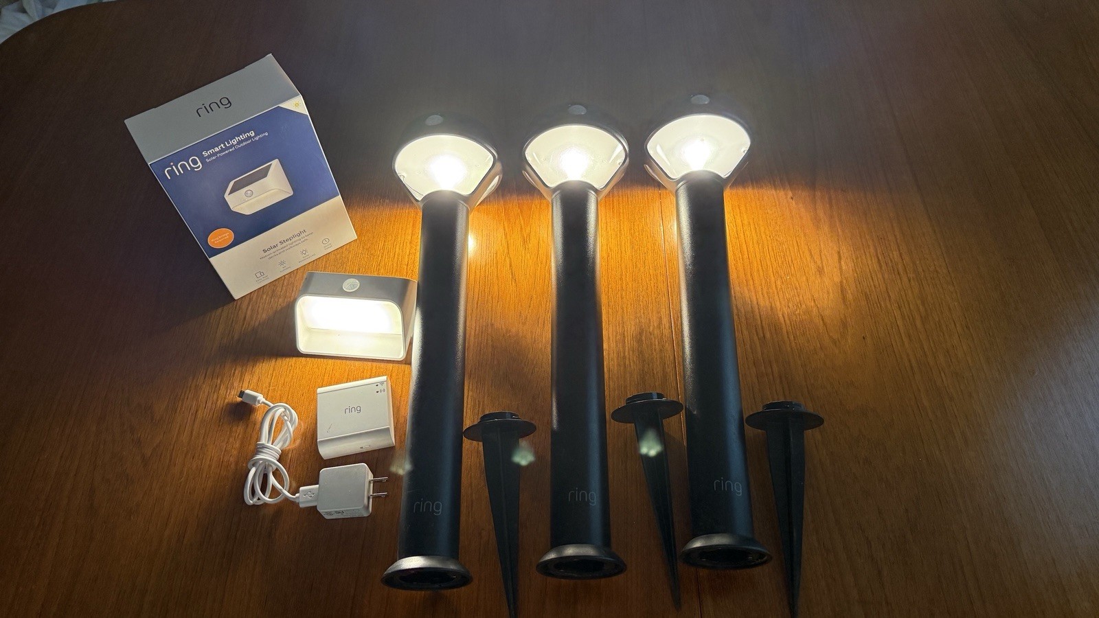 4 Lot RING 3 Path 1 Step Solar Lights w Smart Bridge Good Working Condition gallery