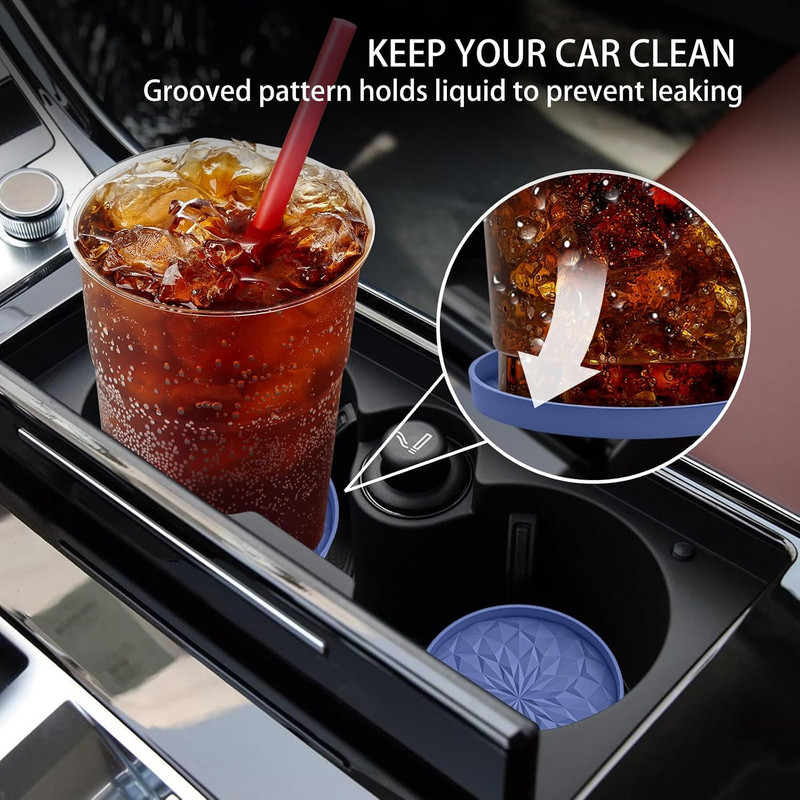 Car Coasters for Cup Holders [4 Pack] - 2.75In Silicone Auto Mug Mats - Universa gallery