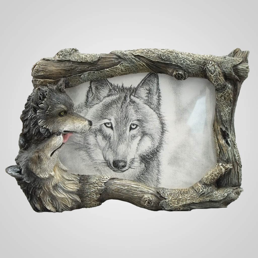 Poly Resin Wolf Photo Picture Frame, 7-inch Length, Wall and Tabletop Decoration gallery
