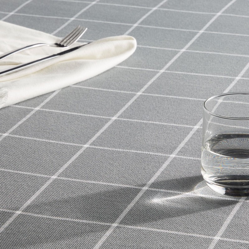 Windowpane Fabric Tablecloth Grey 60"W x 84"L Rectangle gallery
