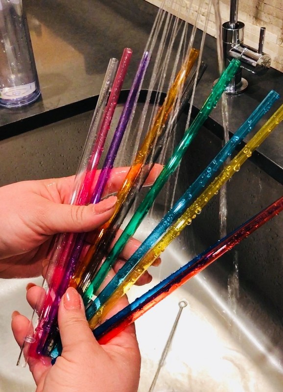 10.5" / Rainbow Colored Replacement Acrylic Straw Set of 10 /With Cleaning Brush gallery