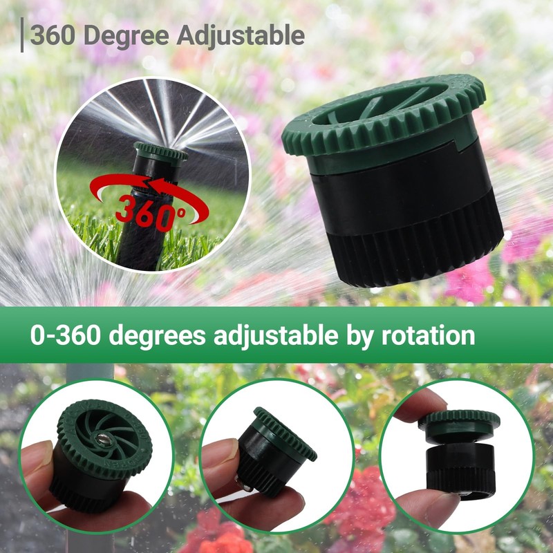 HARSKIYER Variable Arc Nozzle, 10 Pcs Adjustable Sprinkler 12 Van, Green gallery