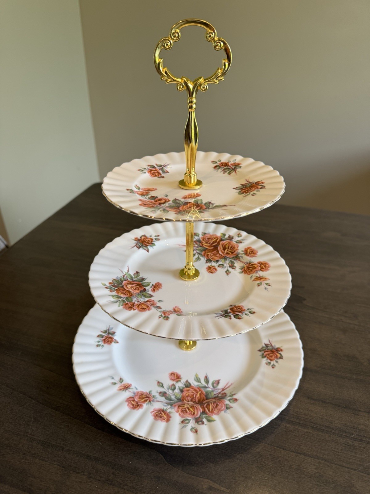 Royal Albert Centennial Roses 3- Tier Cake Dessert Stand England gallery