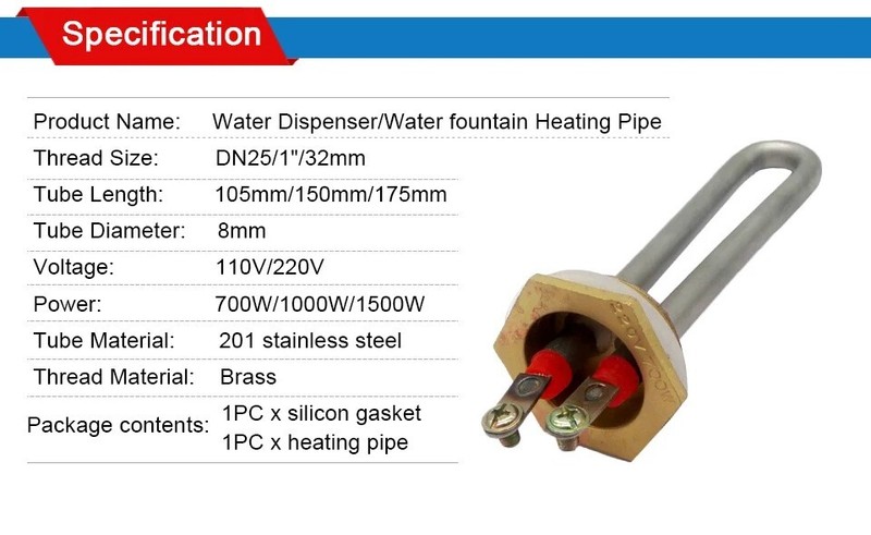 DN25/32mm Electric Heating Element 1 In 110V 220V 700W 1000W 1500W Boiler Heater gallery