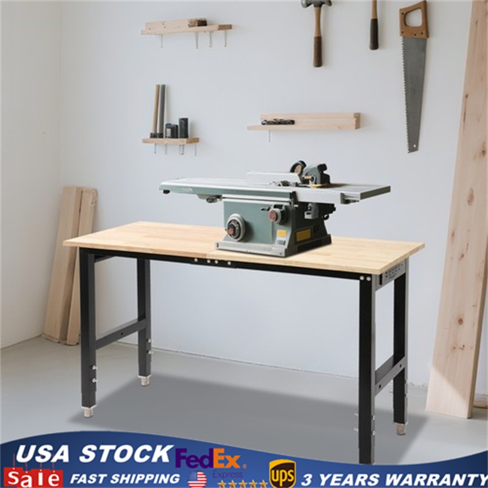 Max 2000 lbs Adjustable Height Workbench W/Power Outlets Heavy-Duty Work Table gallery
