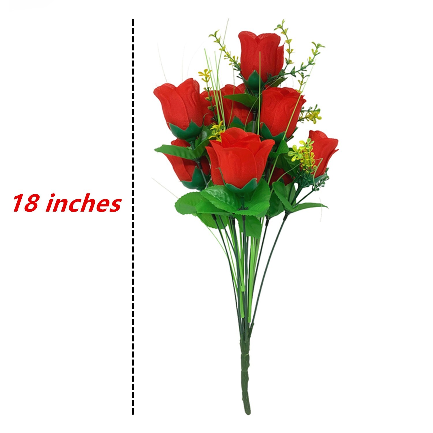 12 Red Rose Buds, Artificial Silk Flowers, Wedding Bouquets, Home, Faux Roses gallery