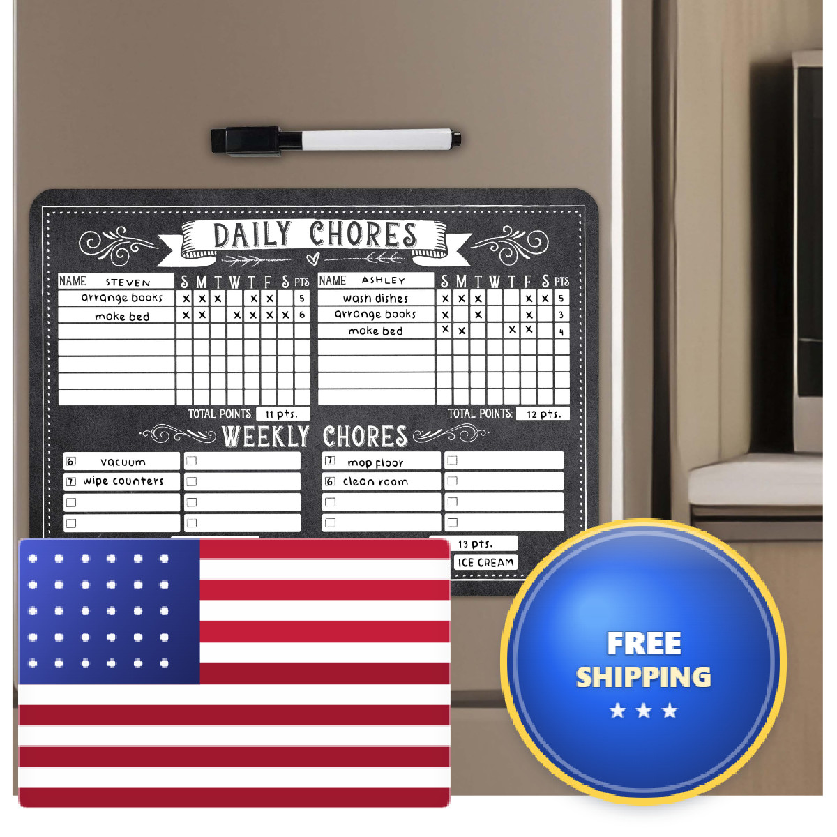 Hadley Designs Magnetic Chore Chart For Kids Multiple - Chores Board For gallery