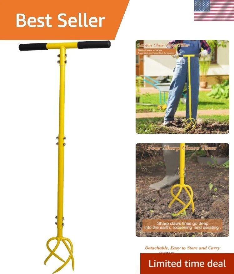 Ergonomic Hand-Powered Cultivator - Wider Tines for Efficient Soil Loosening gallery