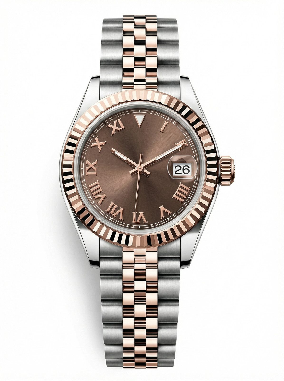 Lady Mod – Two-Tone Rose Gold · Brown Roman Dial – 28mm – Automatic gallery
