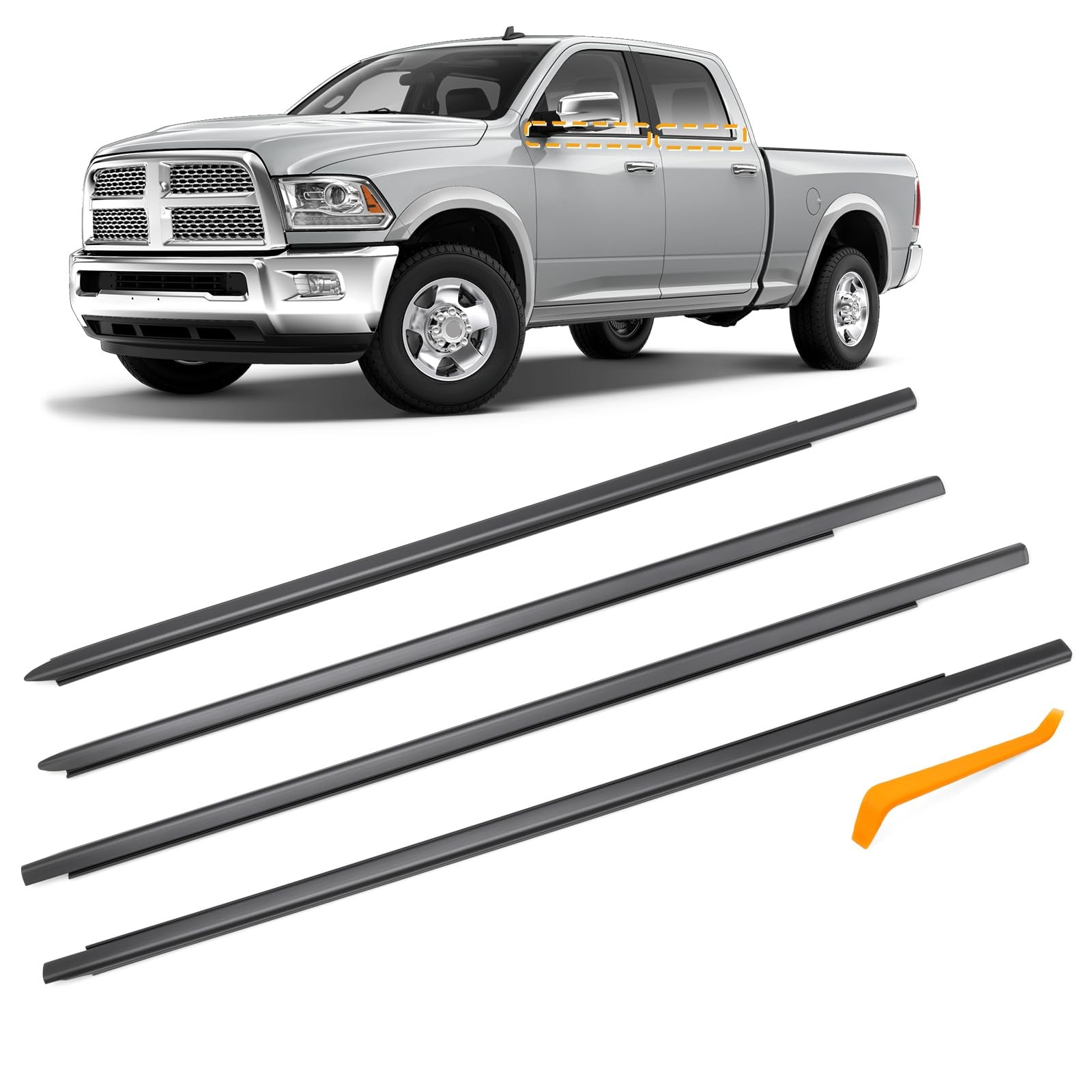 4PCS Window Weatherstrip Seal For Dodge Ram 1500 2500 3500 Crew Cab 2009-2024 gallery