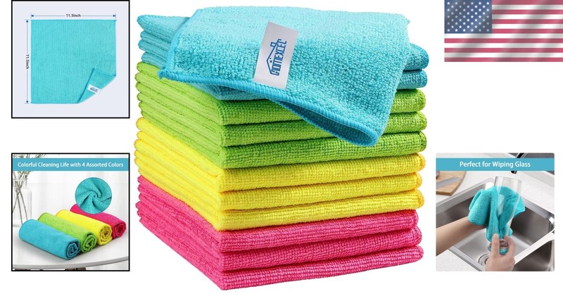 12-Pack Microfiber Cleaning Cloths – Multi-Color, Scratch & Lint Free gallery