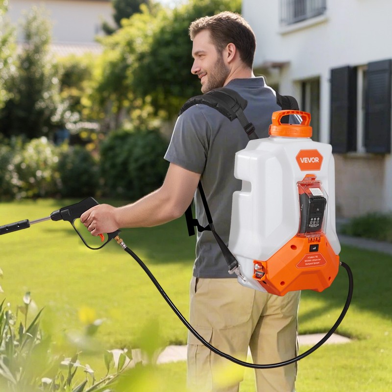 VEVOR 4 Gallon Battery Powered Backpack Sprayer 0-90PSI 4H Runtime for Yard Lawn gallery