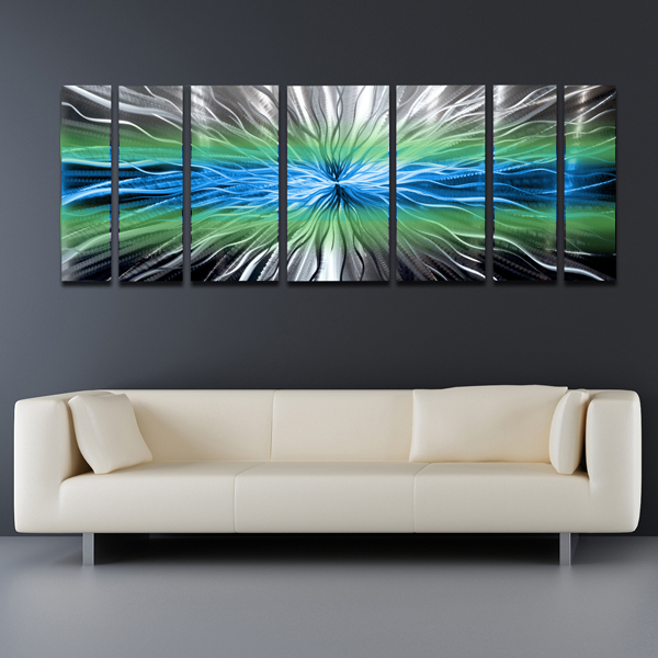 Modern Contemporary Abstract Metal Wall Art Sculpture Blue Painting Home Decor . gallery