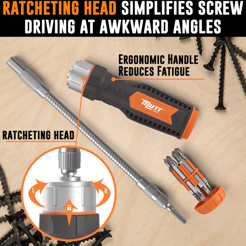 Flexible Ratcheting Screwdriver Set with Integrated Bit Holder gallery