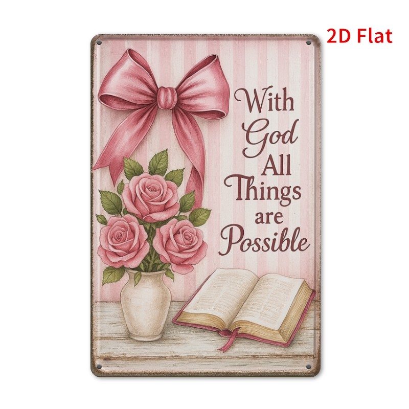 Rustic Christian Gift Metal Sign With God All Things Possible Gift For Believers gallery