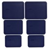 Pyrex (2) 7212-PC, (2) 7211-PC, & (2) 7210-PC Dark Blue Rectangle Plastic Lids gallery