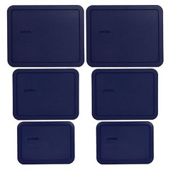 Pyrex (2) 7212-PC, (2) 7211-PC, & (2) 7210-PC Dark Blue Rectangle Plastic Lids