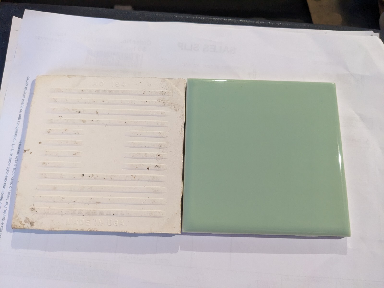 2 pieces 4 1/4" Ceramic Tile #14 Spring Green New American Olean Tile gallery