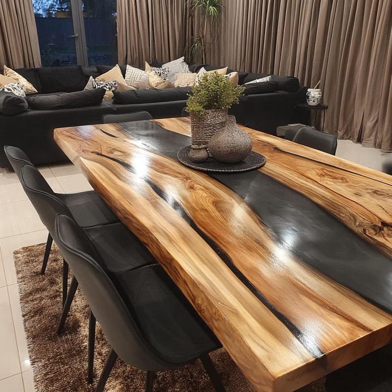 Custom Walnut Epoxy River Dining Table Top 60x30 | Live Edge Handmade gallery