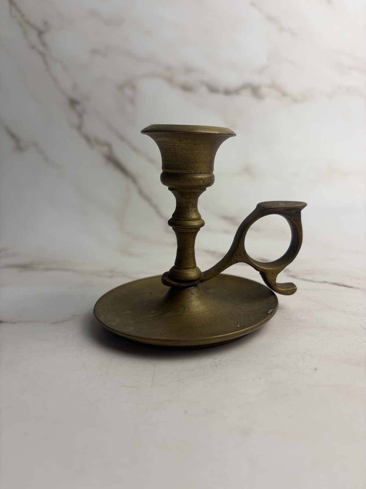 Unmarked Gold Metal Candlestick Vintage Retro Small Chamberstick Holder Decor gallery