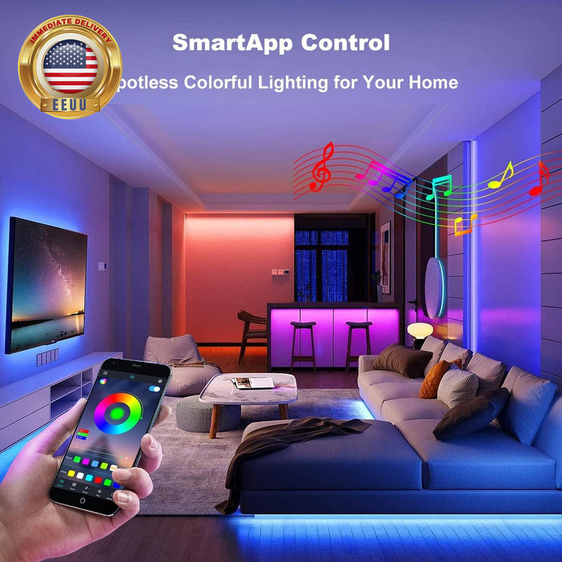 Bluetooth Led Strip Lights 100Ft (2 Rolls of 50Ft), RGB Color Changing LED Light gallery