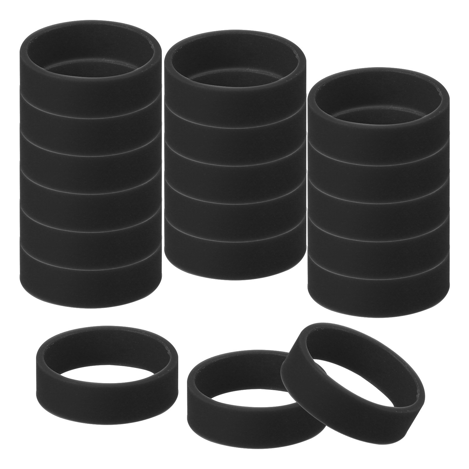 30Pack 0.8 x 0.28 Inch Silicone Wide Rubber Bands for Fashion Accessory Black gallery