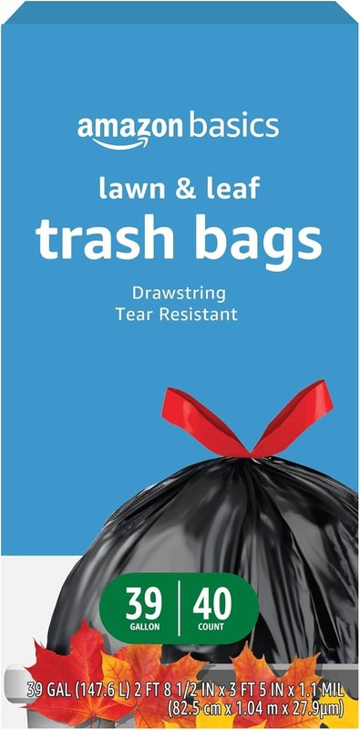 Tear-Resistant Lawn & Leaf Drawstring Trash Bags - 39 Gal, 40 Pack, Unscented gallery