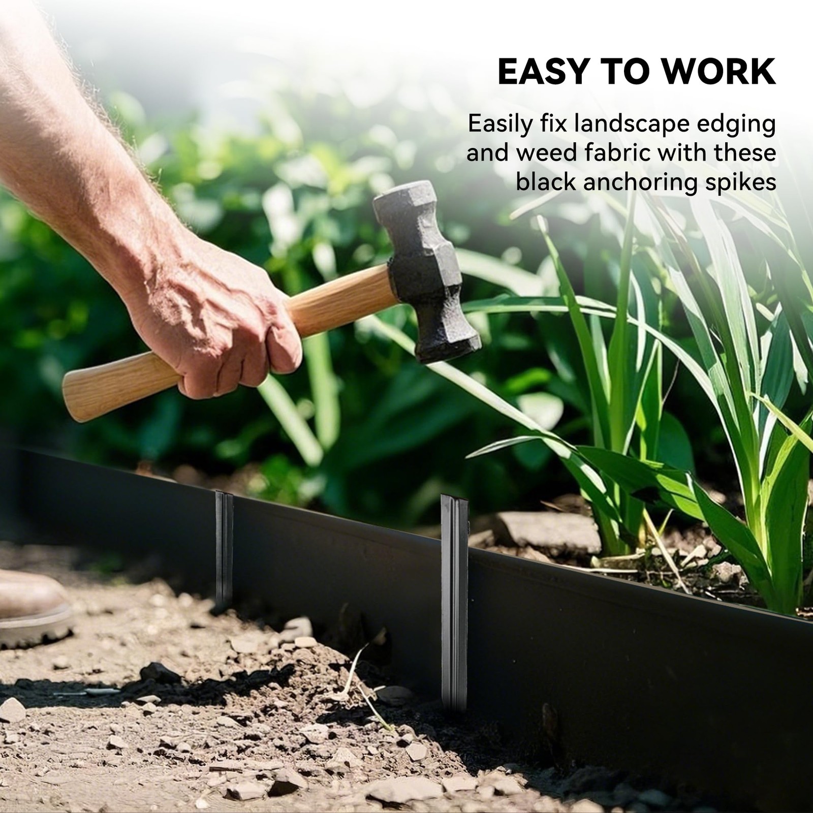 Landscape Edging Stakes 8Inch Steel Garden Anchoring Spikes 26Pack Black gallery