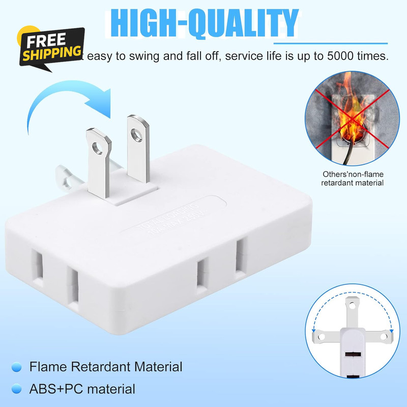 3 Pack AC Flat Wall Outlet Extender Flat Plug Adapter Outlet, Fold-Able gallery