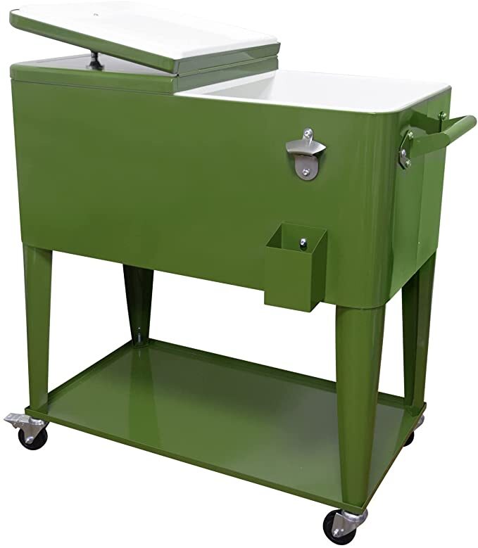Portable 80QT Rolling Cooler Cart Ice Chest for Outdoor Patio Deck Party gallery
