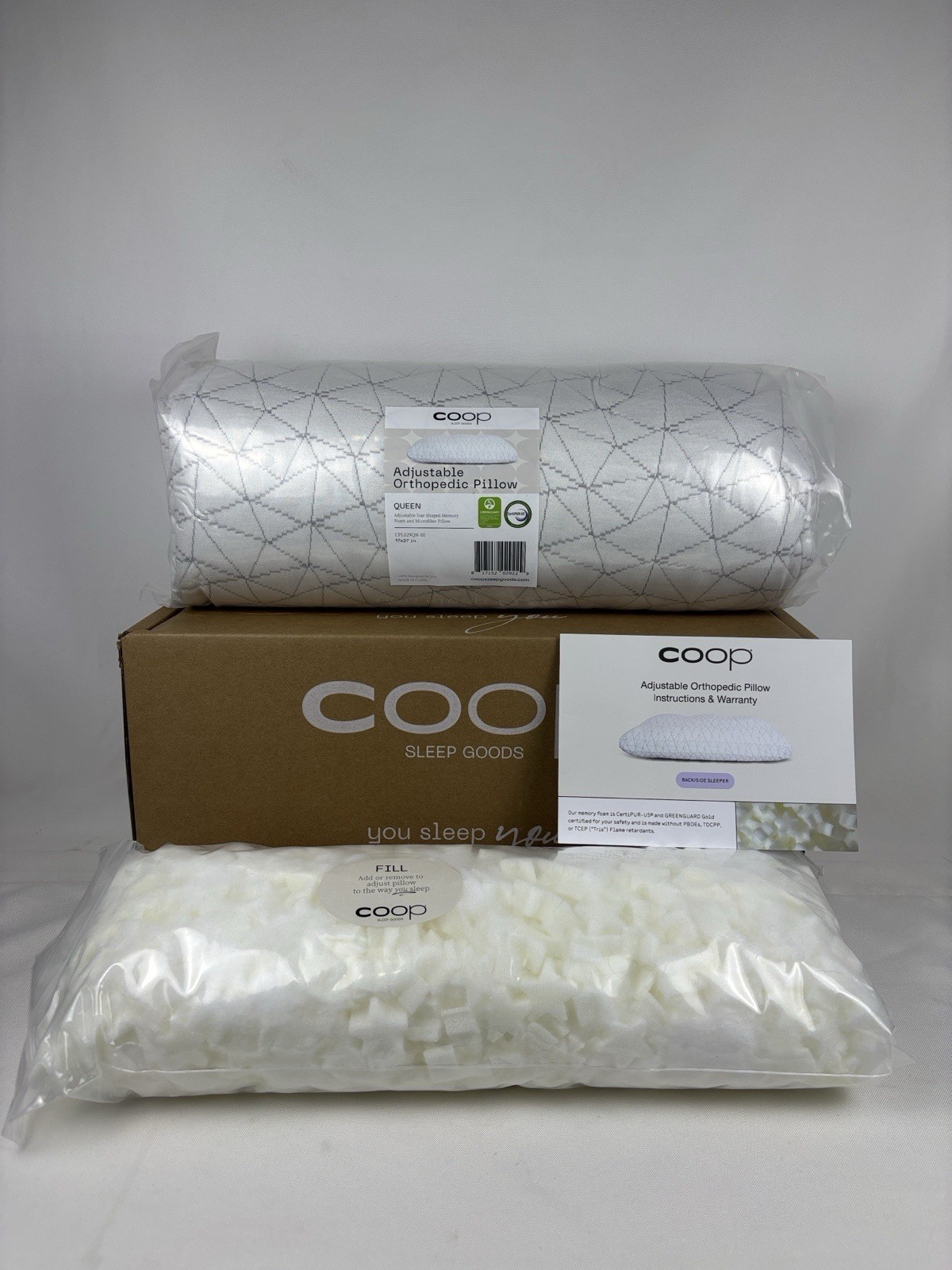 Coop Home Goods Adjustable Orthopedic Pillow Queen Ergonomic Cervical Neck Suppo gallery