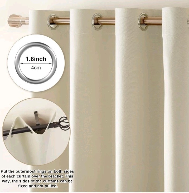2 Classic Floor Length Grommet Curtains 84 x 52in Panels Beige (C9) gallery