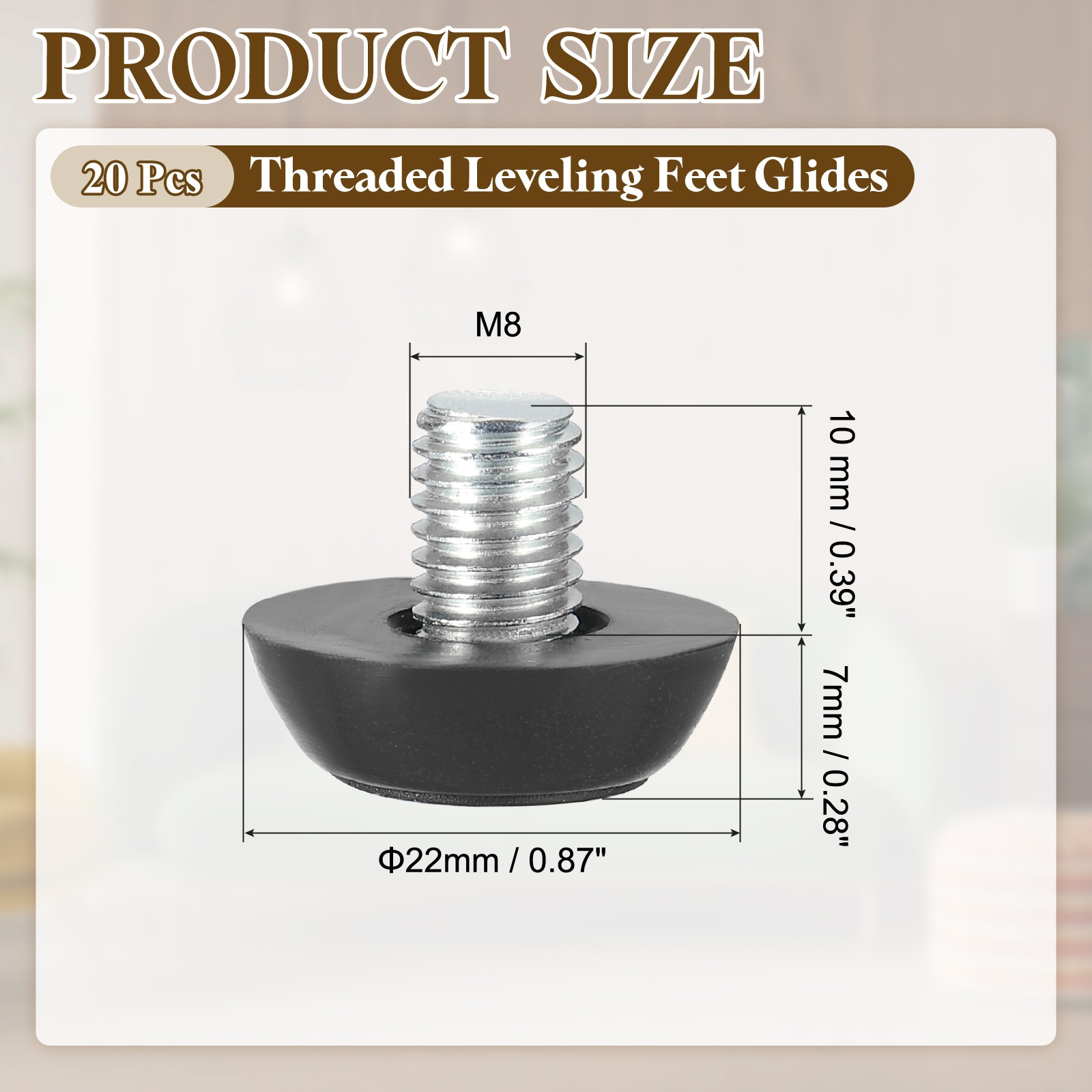 20 Pcs M8x10mm Thread Adjustable Furniture Levelers Table Feet Screw on gallery