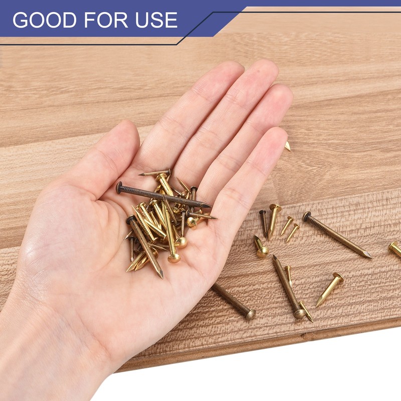 120Pcs Small Tiny Nails 1.2x8mm Tiny Brass Nails Small Nail Bronze gallery
