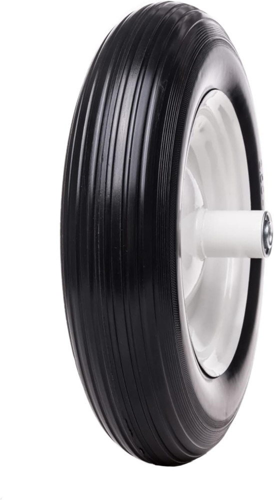 16" 4.80/4.00-8 Flat Free Solid Polyurethane Tire and Wheel, 1 Pack PU Airless T