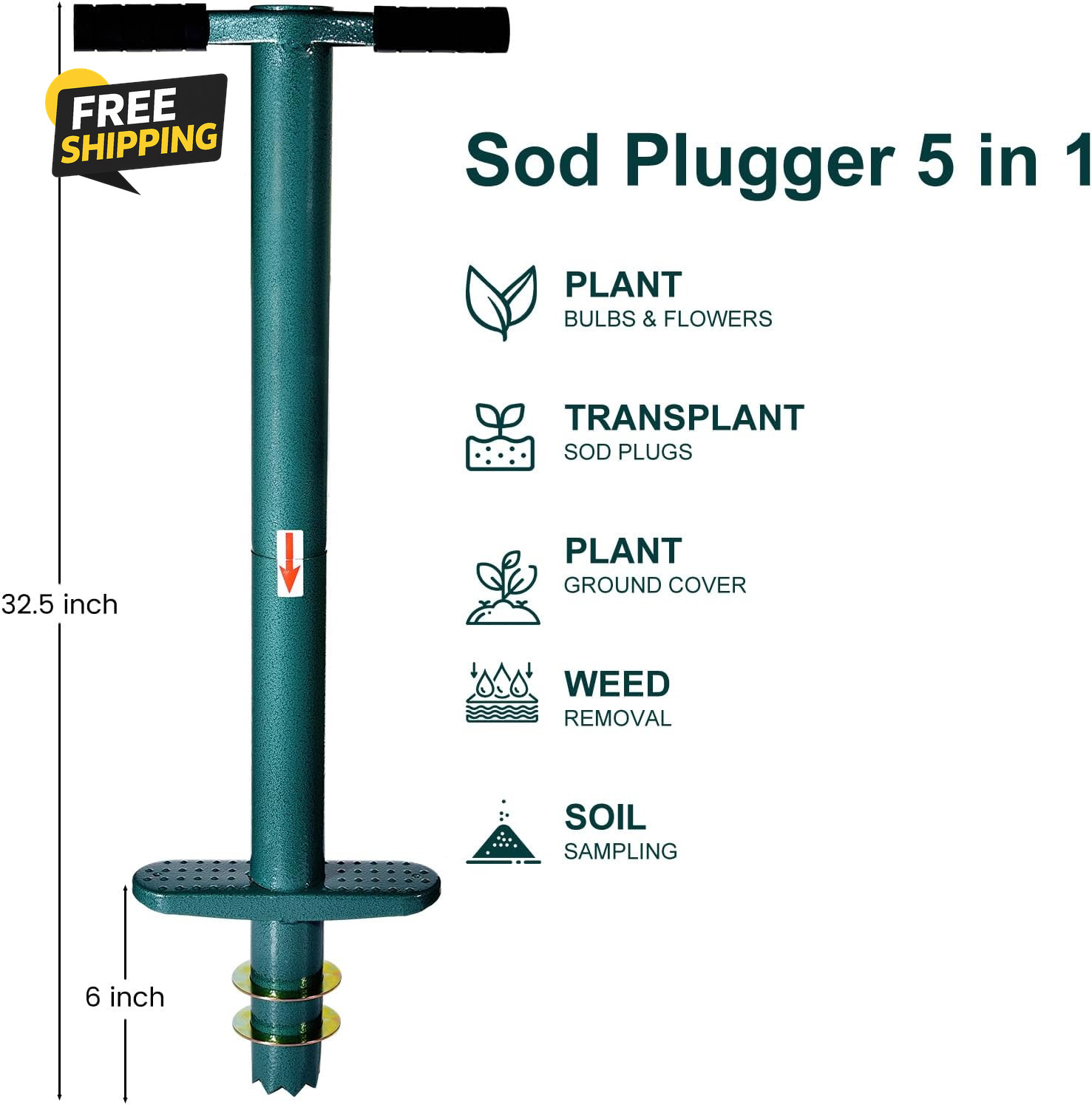 Sod Plugger Bulb Planter Planting Tool, Easy to Assemble Garden Trasnplanter gallery