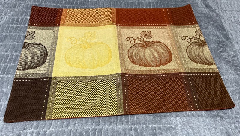 Well Dressed Home Fall Brown Rust Pumpkin Plaid Placemats set of 4 gallery