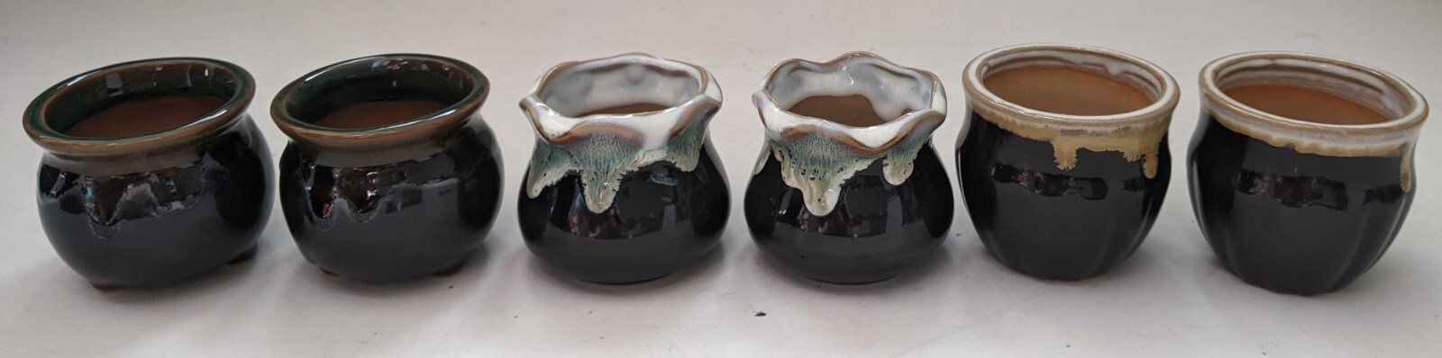 6 Mini Ceramic Planters w/ Drainage Hole Decorative Brown Seedling Succulent Pot gallery