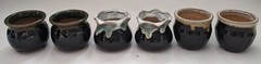 6 Mini Ceramic Planters w/ Drainage Hole Decorative Brown Seedling Succulent Pot