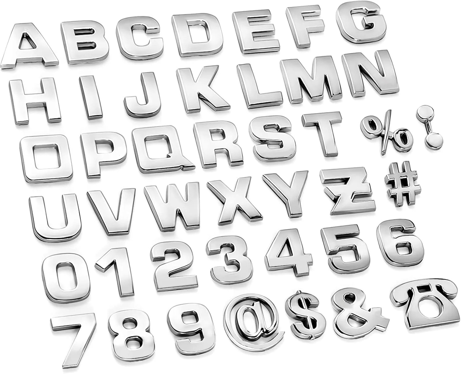 43Pcs Car Emblem Letters Sticker DIY 3D Chrome Number Symbol Badge Decal New gallery