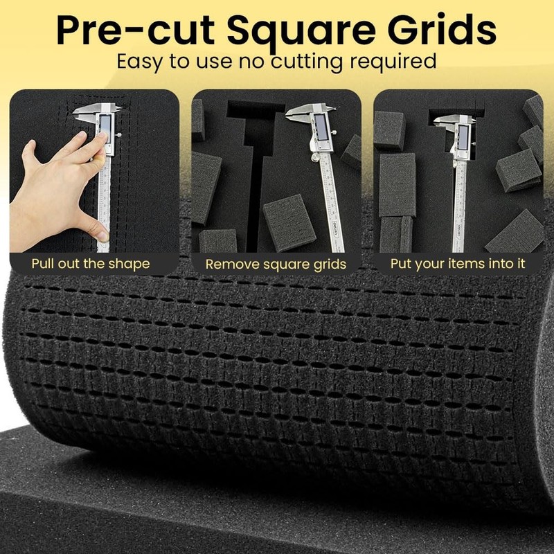 Foam For Gun Case Pick & Pluck Inserts Density Polyurethane Padding 16x12x2" 4PK gallery
