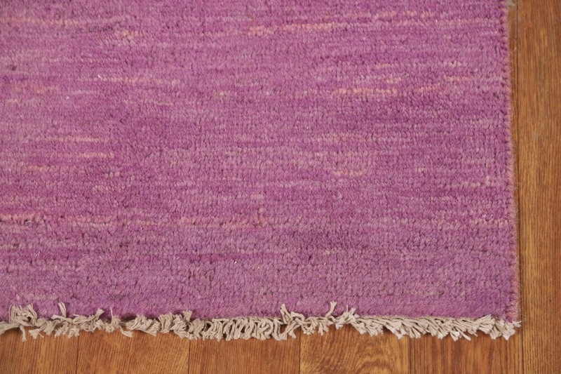 Premium Quality Gabbeh Solid Design Wool Foyer Rug- Timeless Style" Purple 2x3 gallery