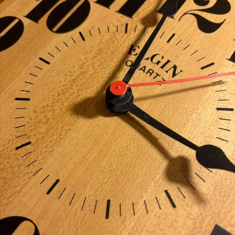 Elgin Quartz Wall Clock 8in Wood Square Vintage MCM Style Analog Home Decor gallery