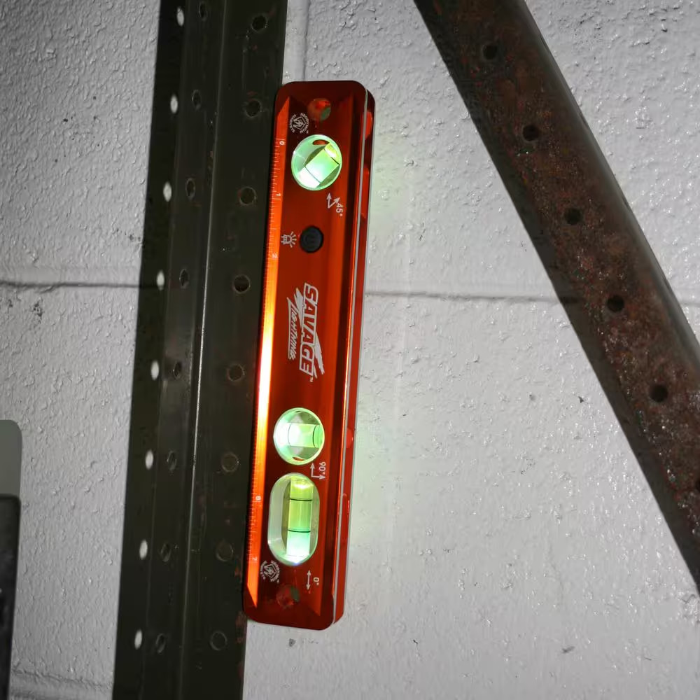 NEW Aluminum Lighted Magnetic Torpedo Level 9in 3 Vials, Ruler and Straight Edge gallery